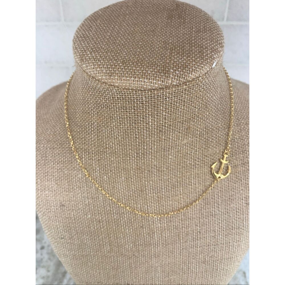 .925 Gold Vermeil Sideways Anchor Necklace #Italy #boating